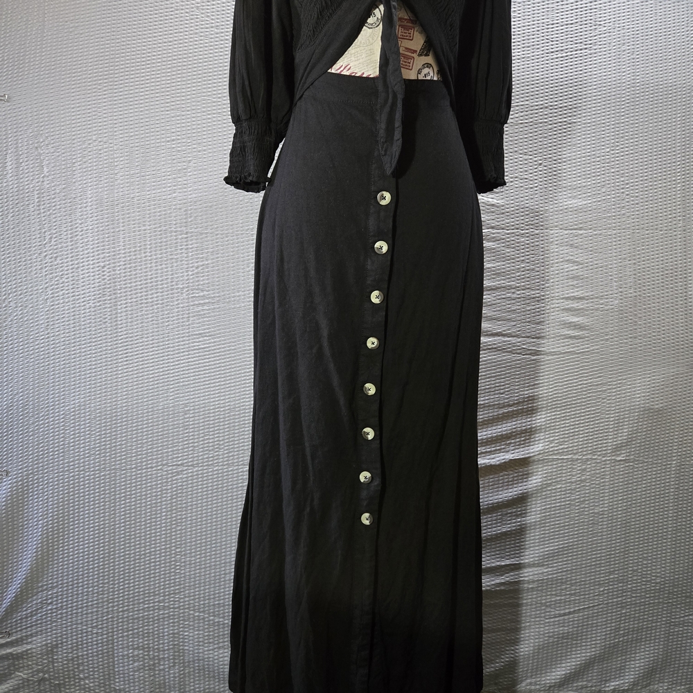 Free People Black Cut Out Smocked Back Maxi Dress - Picture 2 of 16